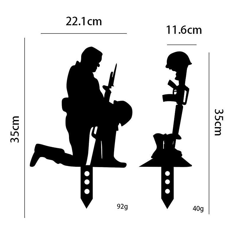Garden Decoration Stake Fallen Soldier Silhouette Outdoor Decor Plug-in Kneeling Character Courtyard Sign Statue New