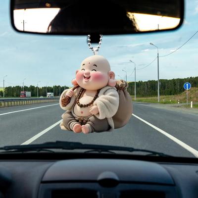 Buddha Car Pendant 2D Fat Acrylic Keychain for Car Mirror Cartoon Backpacks