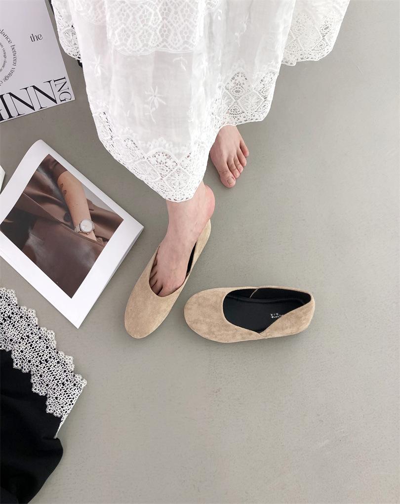 2025 spring and summer new models, minimalist hollow women's single shoes, round head shallow mouth Muller shoes