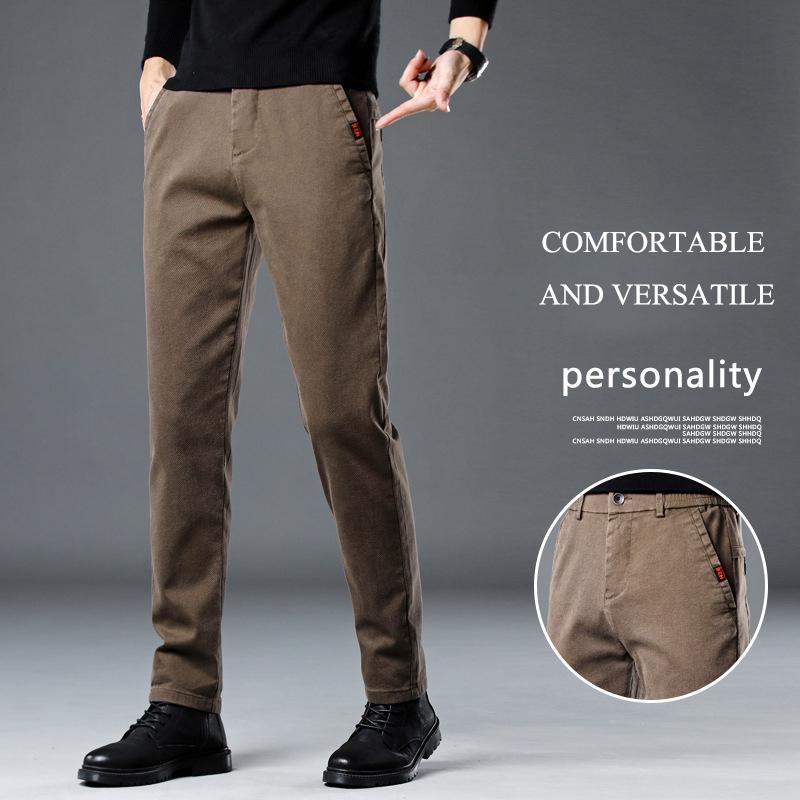 

Новые высококачественные осенние мужские повседневные брюки из искусственного денима без катышков, модные прямые брюки слегка свободные прямые брюки 38 коричневый