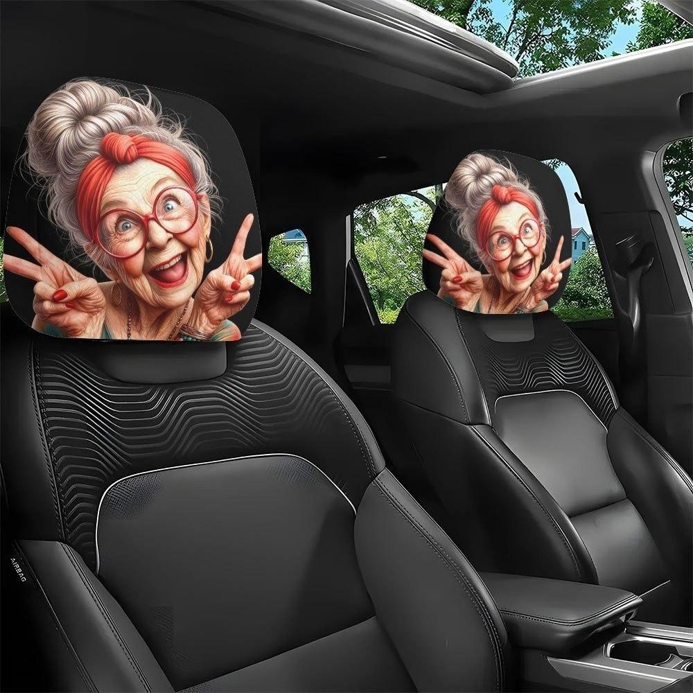 2PCS 2 Pcs Set Car Seat Headrest Protector 2D Printed Auto Head Rest Cover Car Interior Decoration