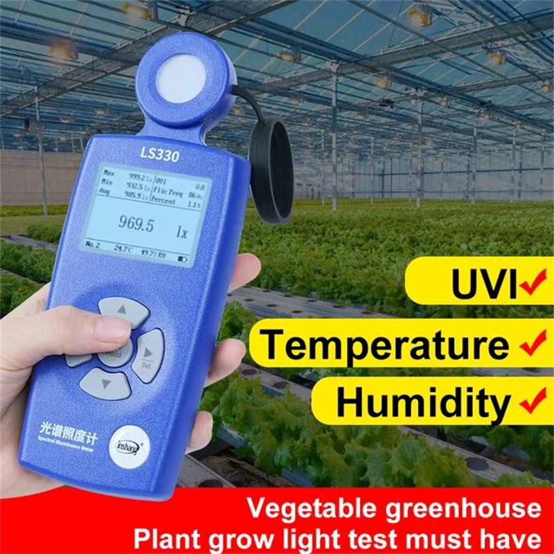 LS330 Light Meter Illuminometer Lux Spectral Illuminance Meter Digital CCT UVI CRI Ra Lx FC Flicker Frequency