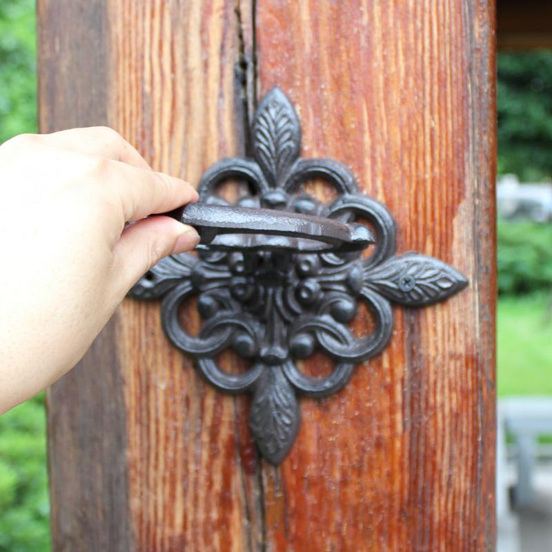 European Vintage Cast Iron Door Knocker Rustic Patina Handle for Villa/Garden Gates, Antique Decorative Hardware