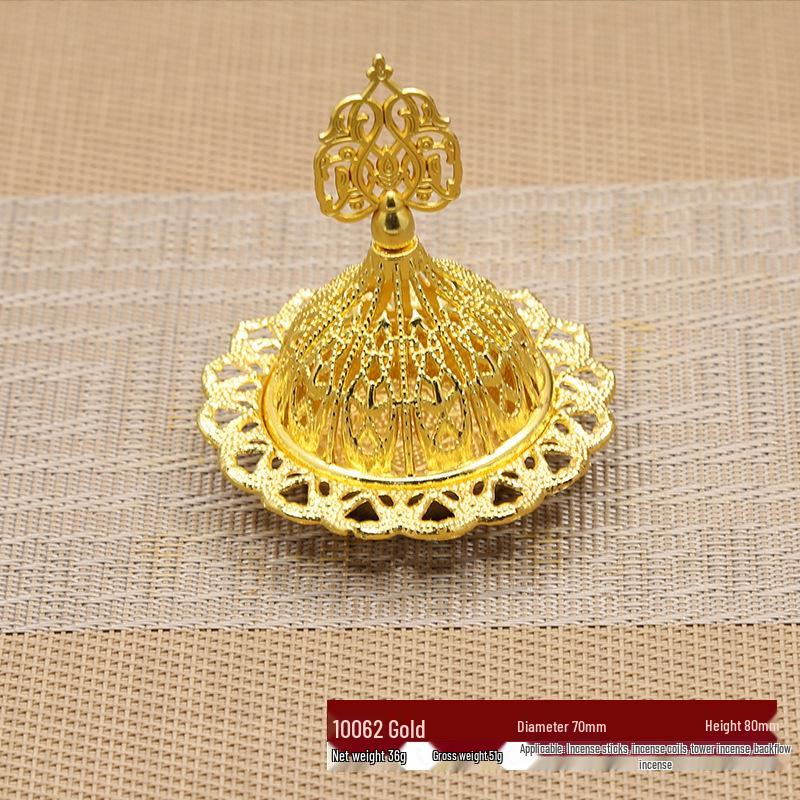 Mini Portable Arabic Incense Burner - Middle Eastern Style, Golden Tower Metal Aromatherapy Burner