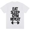 Eat Sleep Gym Repeat Fitness T-Shirt Unisex Damen Mode Workout Bodybuilding T-Shirts Oversized Baumwolle Lässig Sport T-Shirts Geschenke