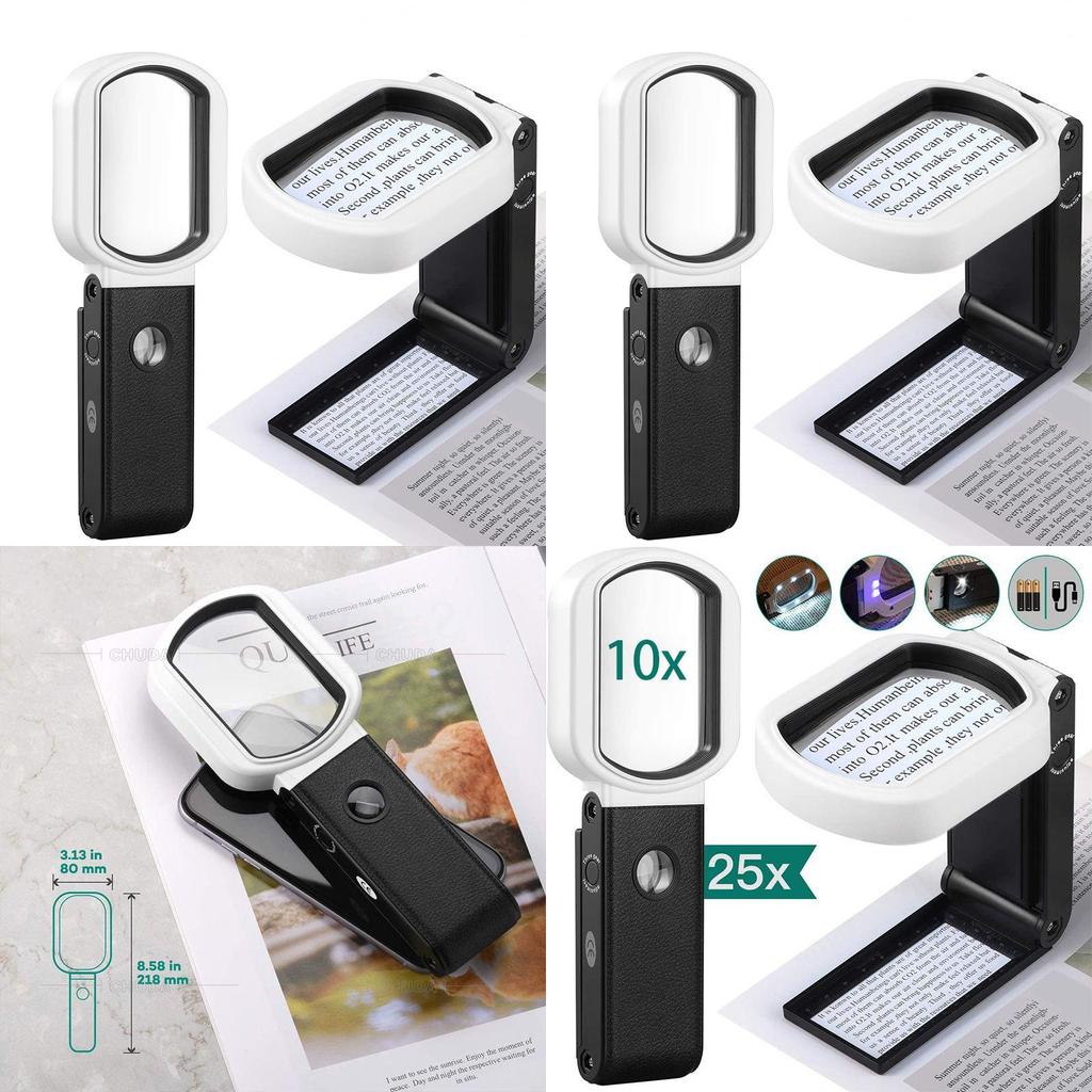 25x 10x Led Rectangular Magnifying Glass Powerful Magnification For Clear And Distortion-free Images