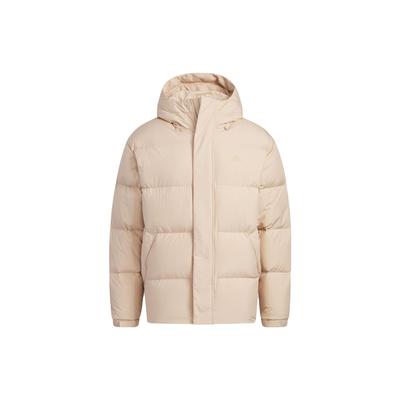 600 Fill Buchstabenprint Lässige Outdoor-Sport Daunenjacke mit Kapuze Herrenjacke Hellbraun IV7562