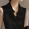 Satin Sleeveless Vest Shirt for Women Spring and Summer Casual Temperament Base Shirt