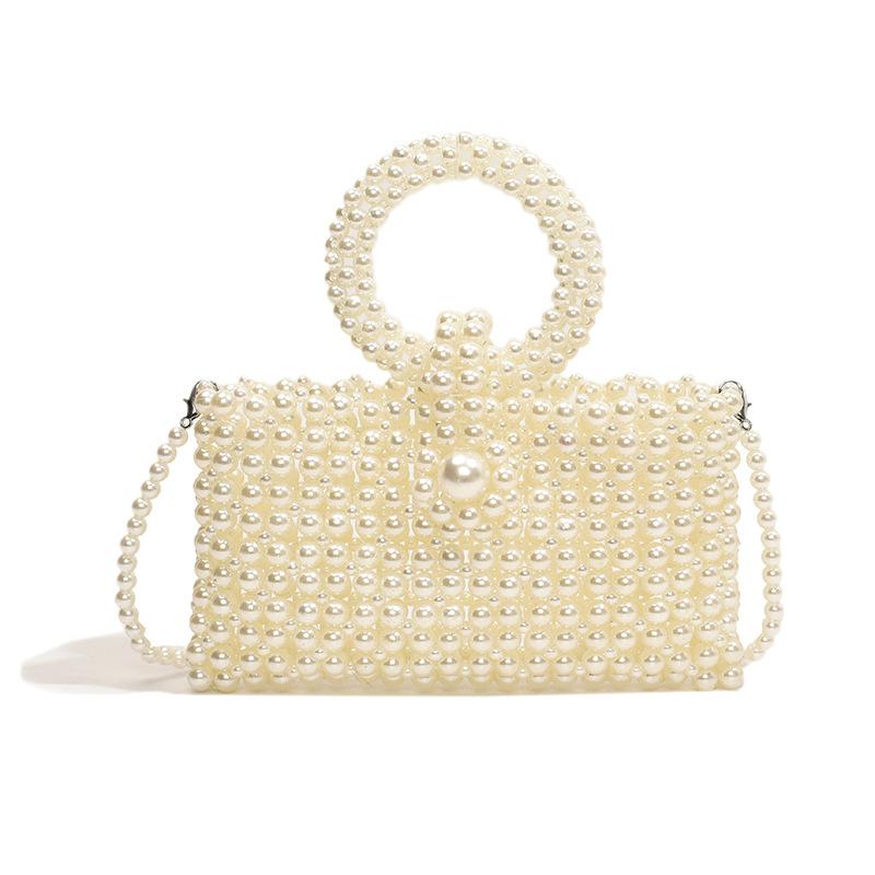 Handwoven Pearl Bag Women's 2025 New Korean Version of Foreign Style Ins Handbag Design Sense Niche Messenger Bag