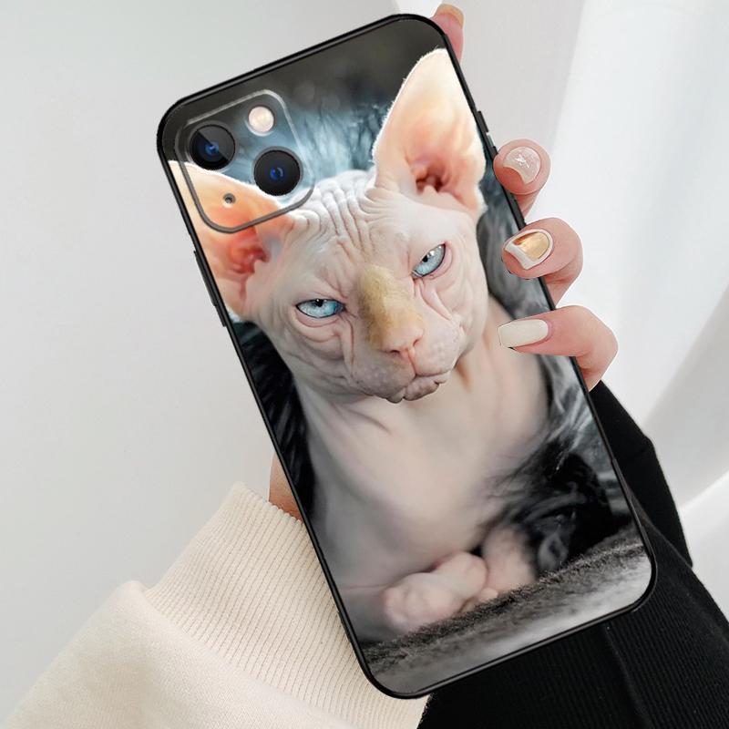 Sphynx Cat Phone Case For iPhone 11 12 13 14 15 16 Pro Max Mini X XR XS Max Plus Cover Funda