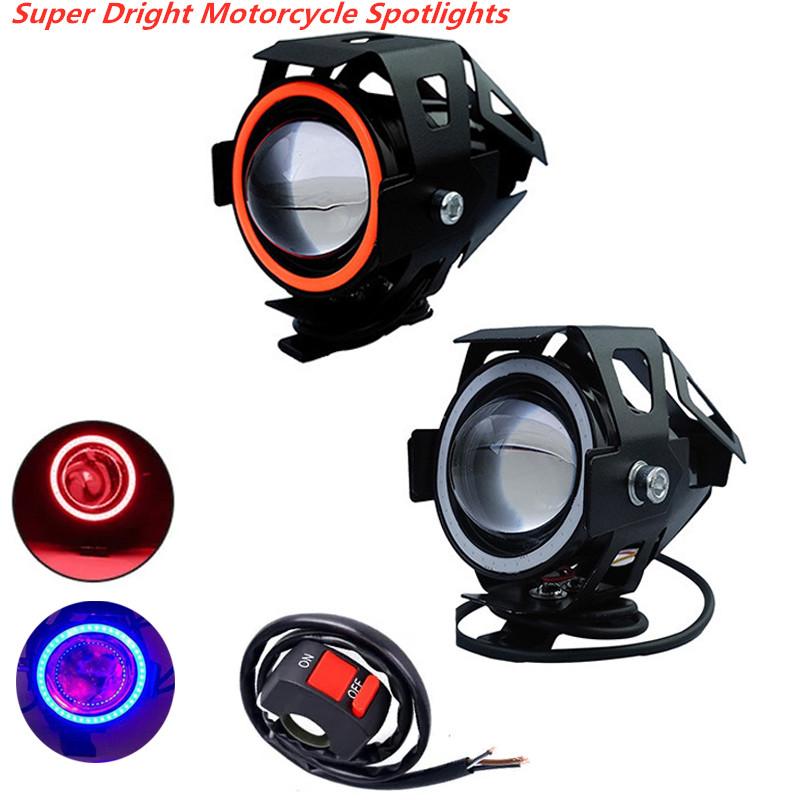 Motorcycle Headlight Fog Lights Super Bright Abgle Eyes Additional Spotlights Universal Moto Auxiliary U 7 Mini LED Driving Lamp