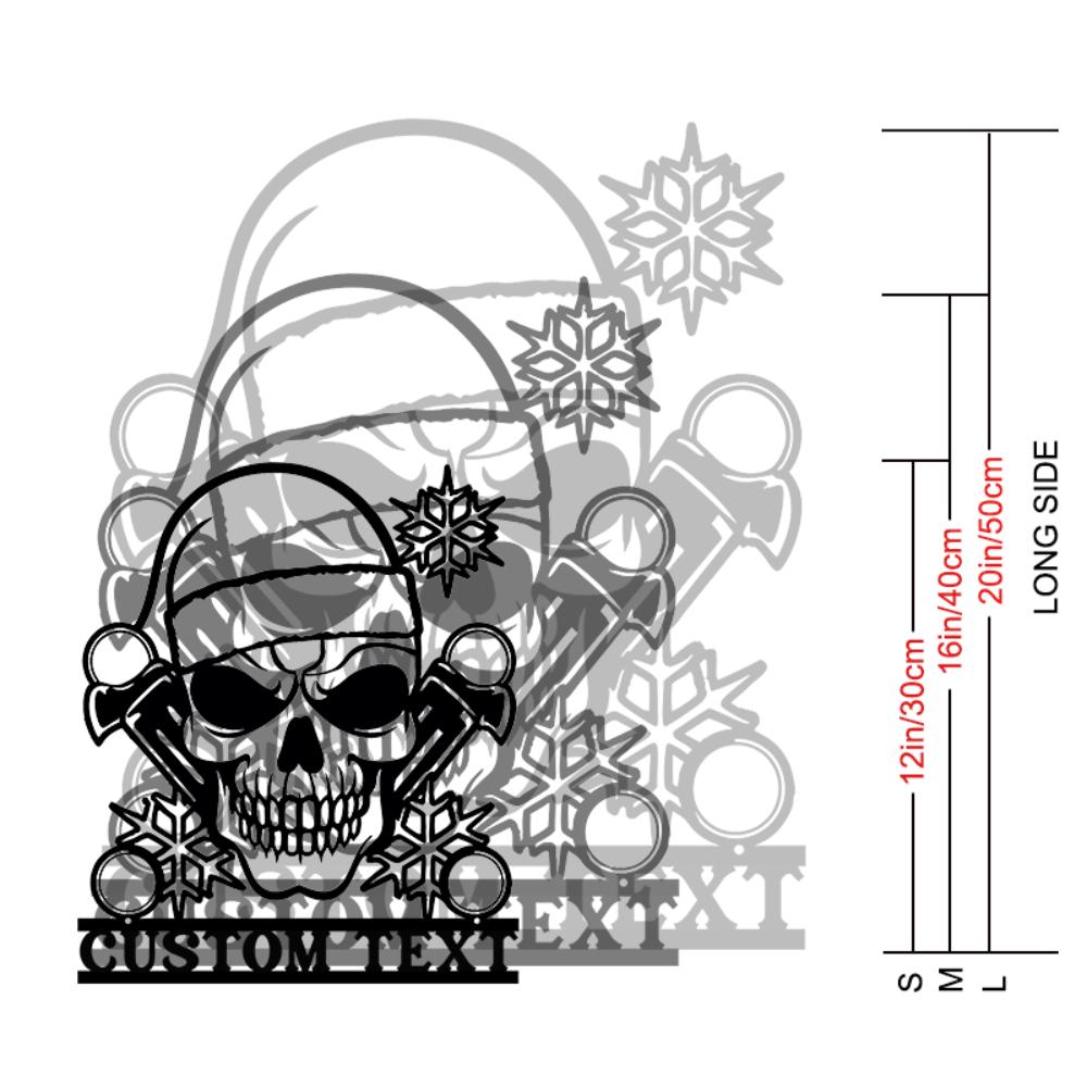 

Unique Edgy Skull Santa Hat Metal Wall Decor Industrial Punk Monochrome Line Art Garage Man Cave 30CM