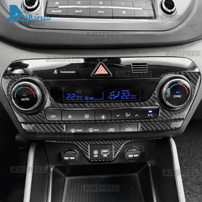 For Hyundai Tucson TL/TLE 2015 2016 2017 2018 Real Soft Carbon Fiber Sticker Interior Center Air Conditioning Panel