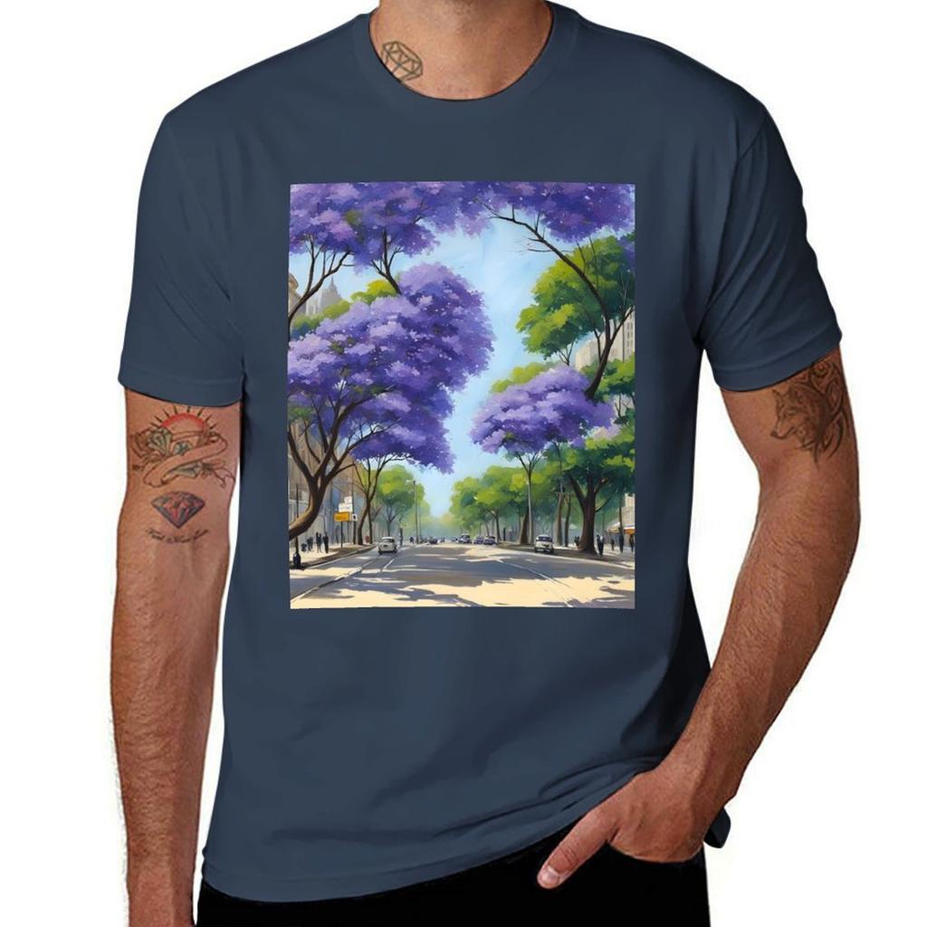 Jacaranda Trees In The Streets Of Historic Buenos Aires Tshirt Thanksgiving Casual Tee