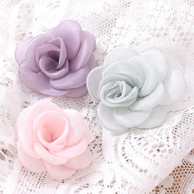 3/5Pcs 5cm White Camellia Rose Chiffon Fabric Flower for Home Room Wedding Invitation Artificial Flowers for Dress Decoration