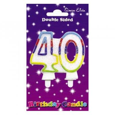 Double Sided 40th Birthday Candle (Pack Of 6)