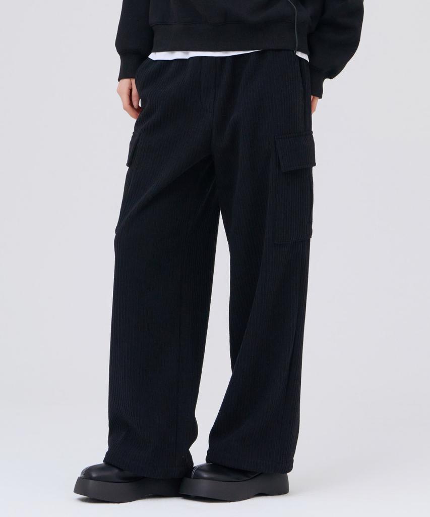 CHASECULT Women'S Wide Cargo Corduroy Pants - Black