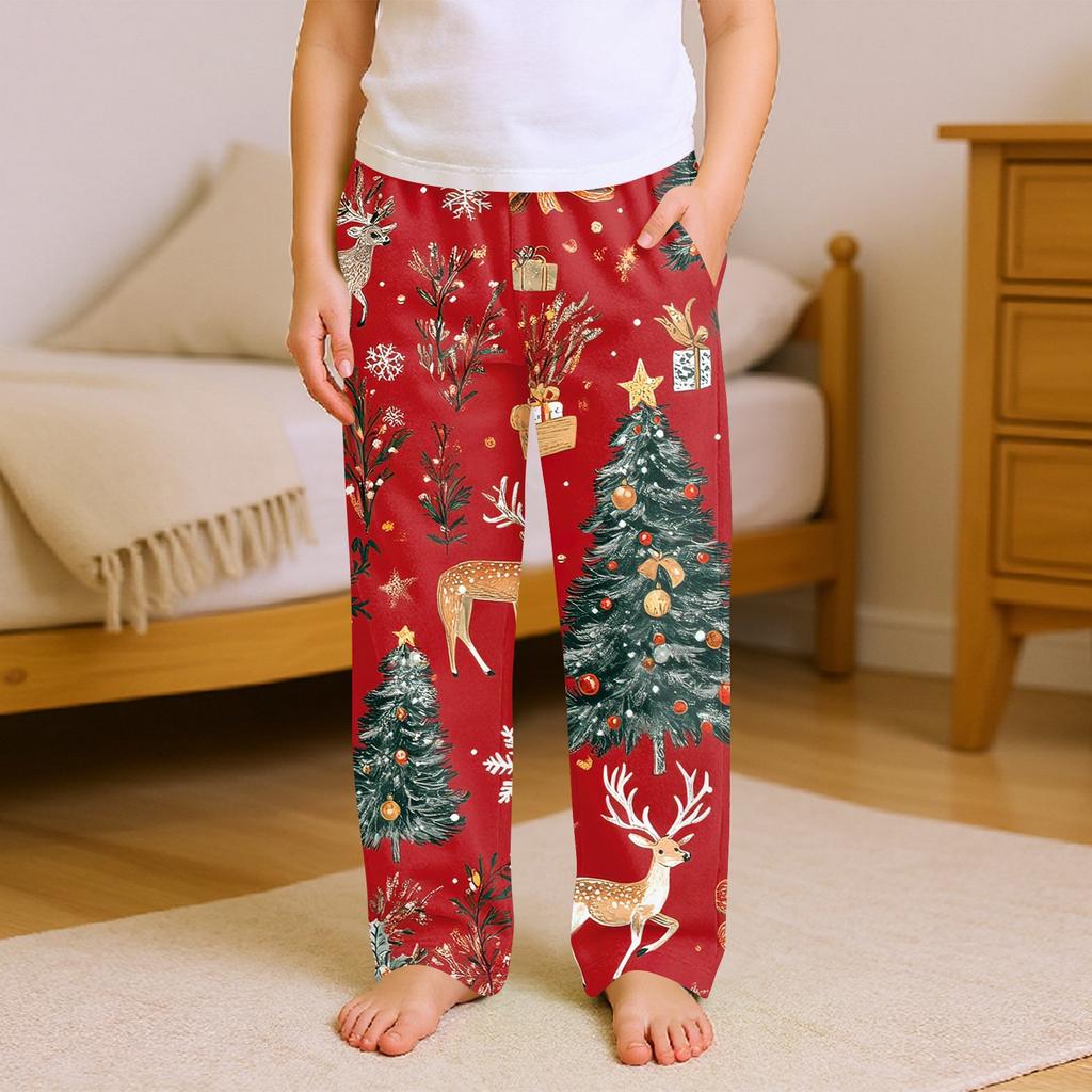 Children's Soft Comfortable Pyjama Bottoms Casual  Christmas Print Home Pants