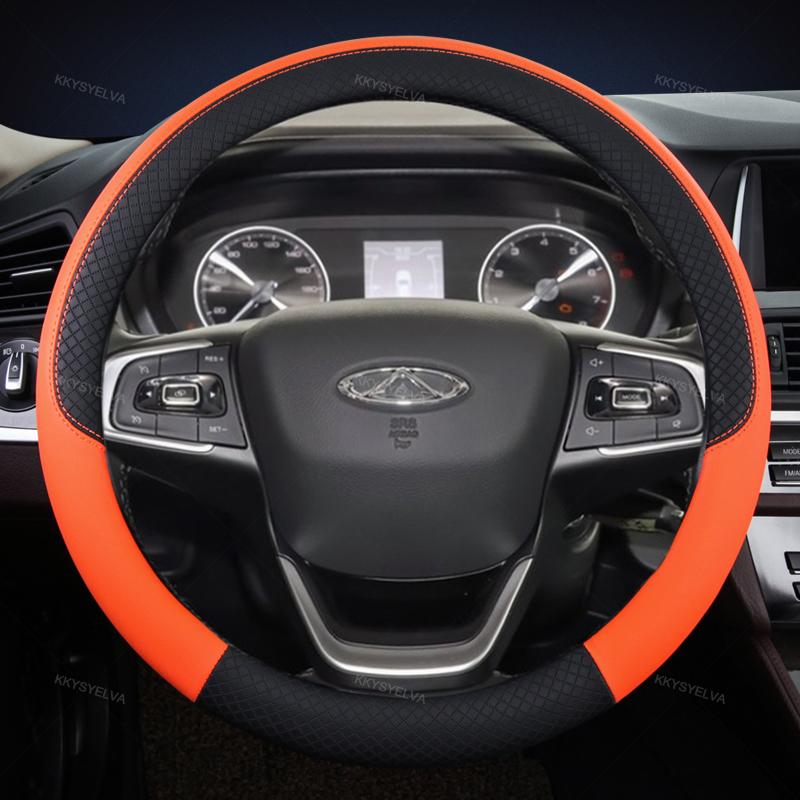 Car Steering Wheel Cover 38cm Leather For Chery Tiggo 8 Arrizo 5 Pro Gx 5x eQ7 Chery Tiggo 7 Pro 2018   Auto Accessories
