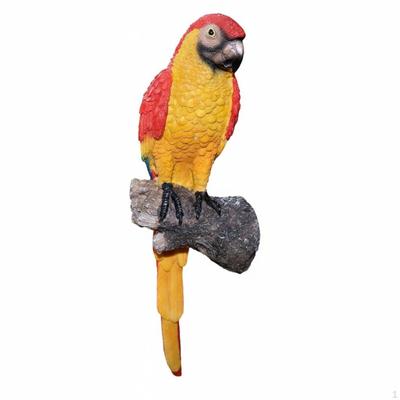 Macaw Figurine Bright Colors Lifelike Sculpture Hand Painted Hanging