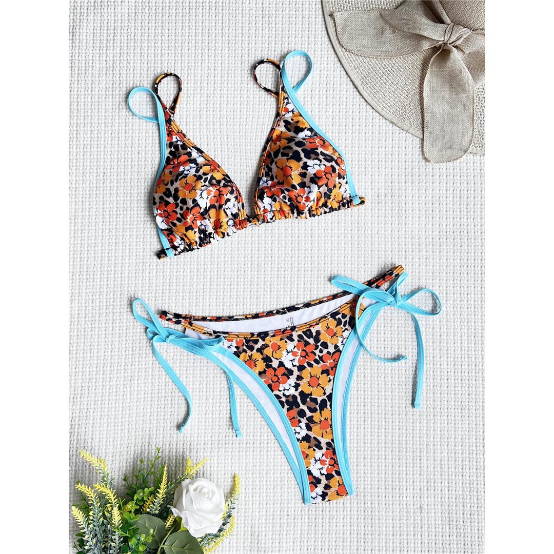 

Сексуальный женский купальник-бикини с цветочным принтом и бретельками, женский купальник, комплект бикини из двух частей, купальный костюм для купания S жёлтый