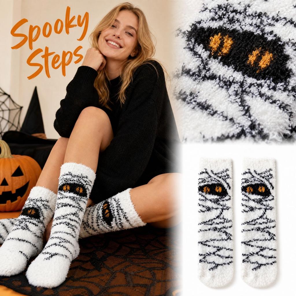 Unisex Halloween Lustige Dicke Warme Mittelhohe Socken für Herbst Winter - Neuartige Süße Socken