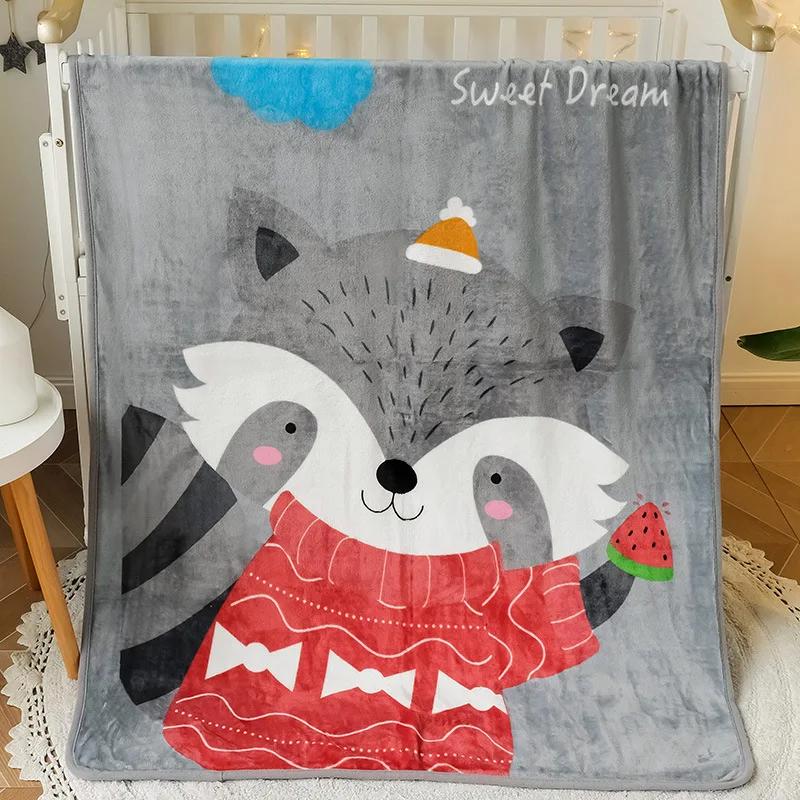 Kids Cartoon Dinosaur Blanket Flannel Green Autumn Animal Breathable Super Warm Throw Blankets for Bedding Travel Bedding Throws