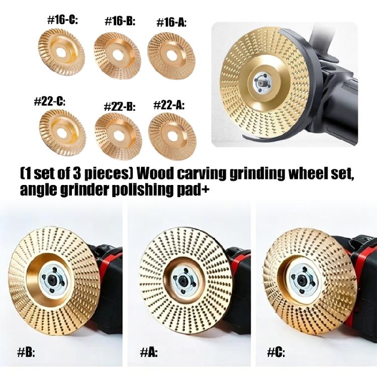 3Pcs Angled Grinder Accessories Wood Grinding Polishing Wheel Rotary Disc Angled Grinder Wood Carving and Rotary Burr Rasp Set Abrasive Disc