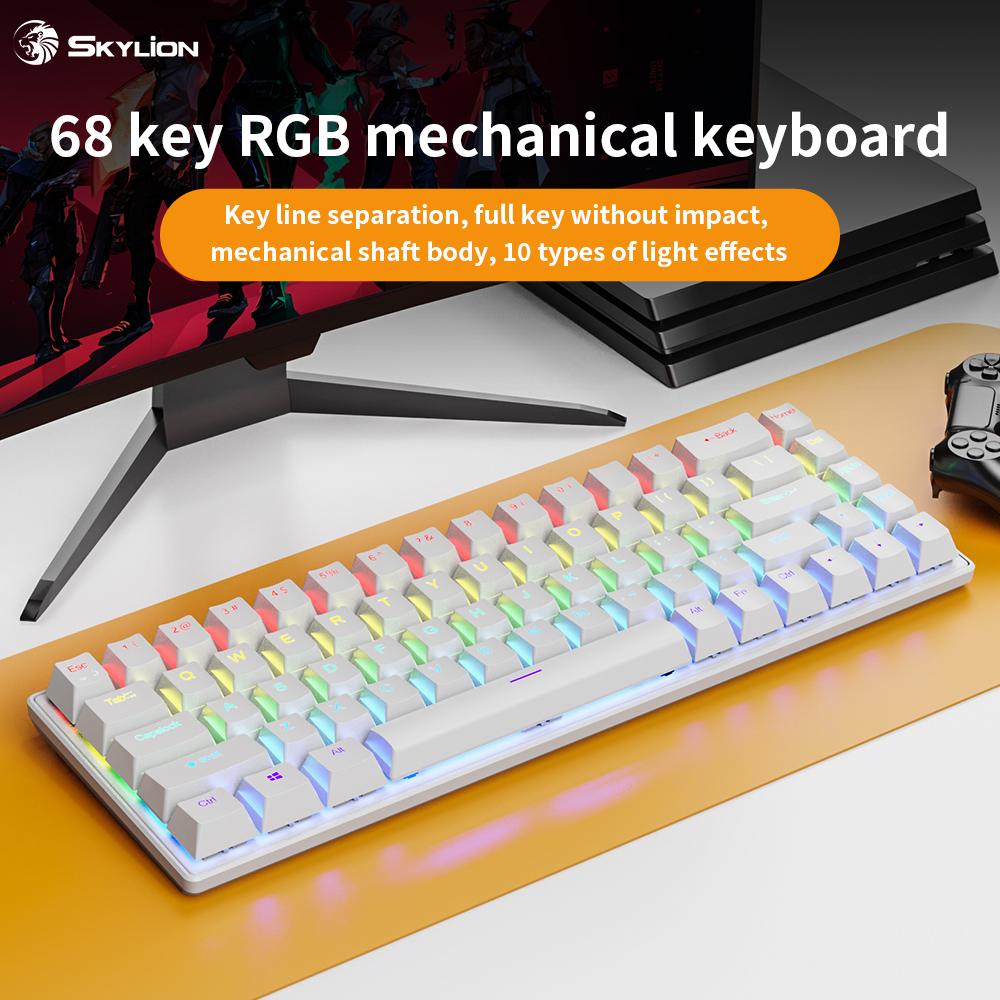 K68 Wired Mechanical Keyboard 10Kinds of Colorful Lighting Gaming and Office For Microsoft Windows and IOS System
