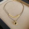 Maillard Tiger Eye Bead Round Pendant Necklace - Retro Casual Style Sweater Chain, Simple and Versatile.