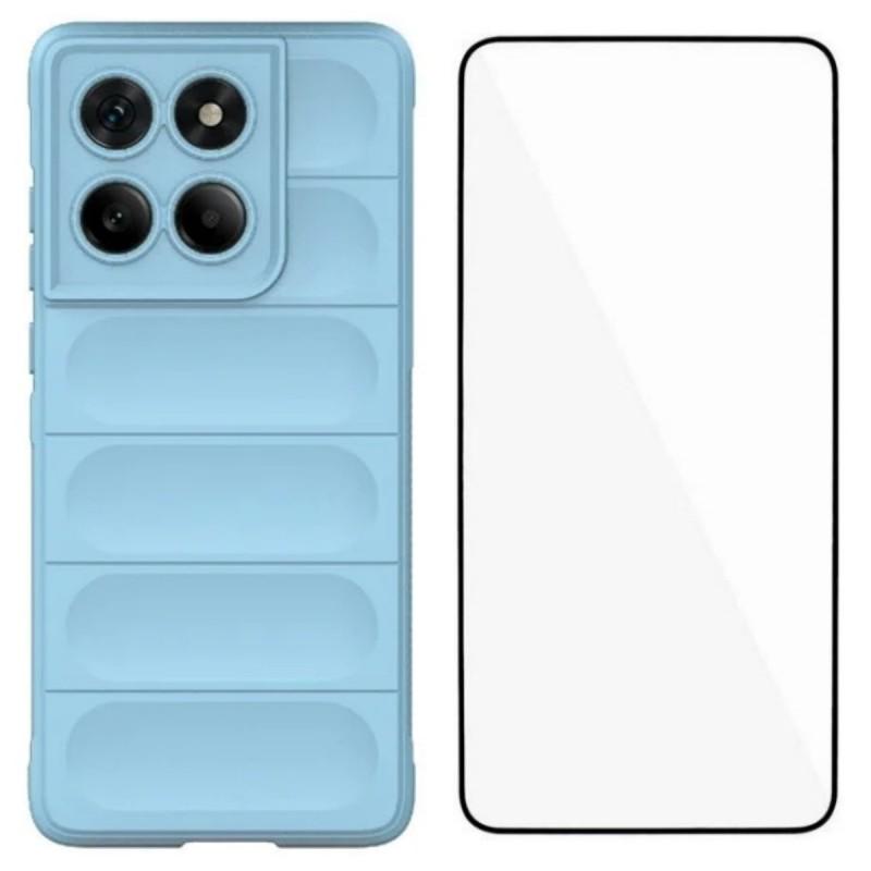 

For Motorola Edge 60 5G TPU Case WANLONFENG HD Series Anti Slip Phone Cover with Tempered Glass Baby Blue