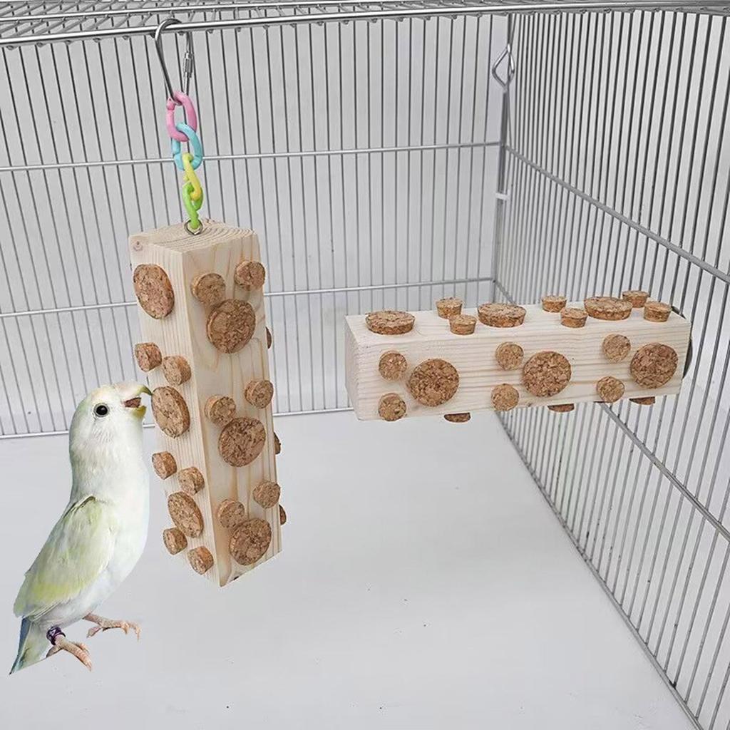 Bird Chew Toys Cork Stopper Toy Wood Foraging Toys Fun For Parrots Macaws Small Parakeets Conures Budgies Cockatiel