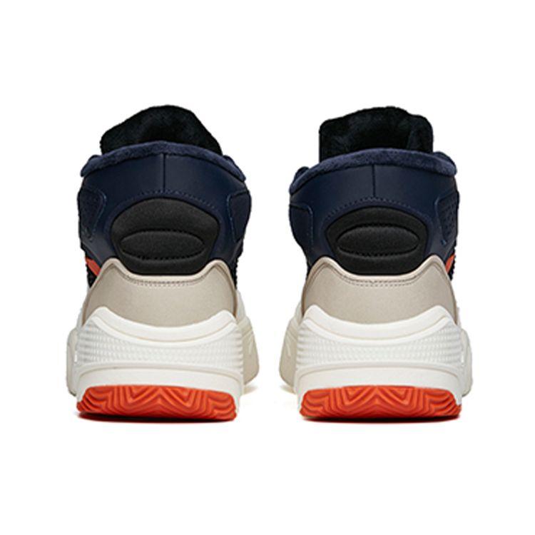 Anta Leather Plush Wear-Resistant Shock Absorption Mid-Top Sneakers Men Sneakers White Blue Orange 112148902-1