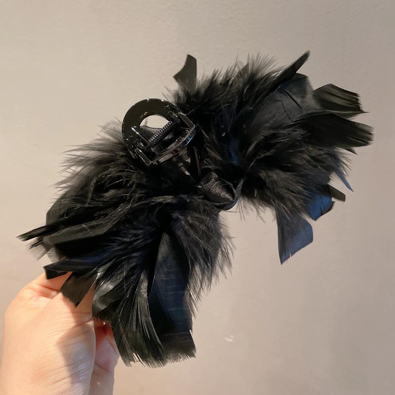 Темперамент Перо Страусиное перо Большая Захватывающая Заколка Затылок Волосатая Акула Зажим Волосатая Заколка Женская
