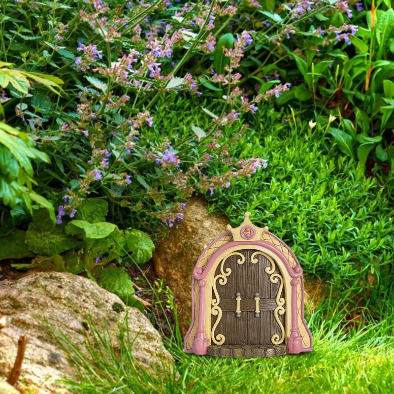 Elf Fairy Door Miniature Garden House Decor Tree Doors Miniature Yard Art Wooden Sculptures Mini Home Garden Doors Ornaments