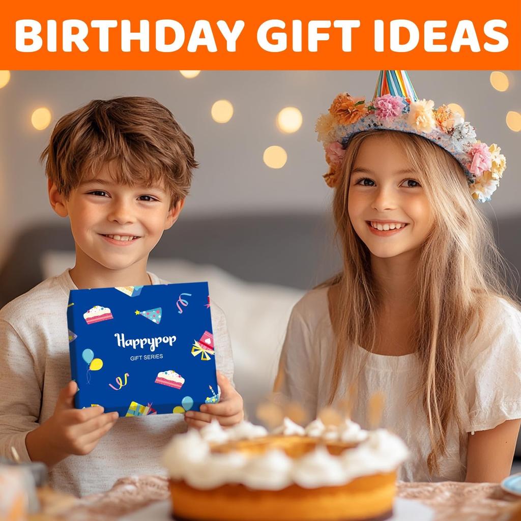 HAPPYPOP 6-13 Years Old Birthday Gifts - Presents for Girls Boys, Socks with Greeting Card