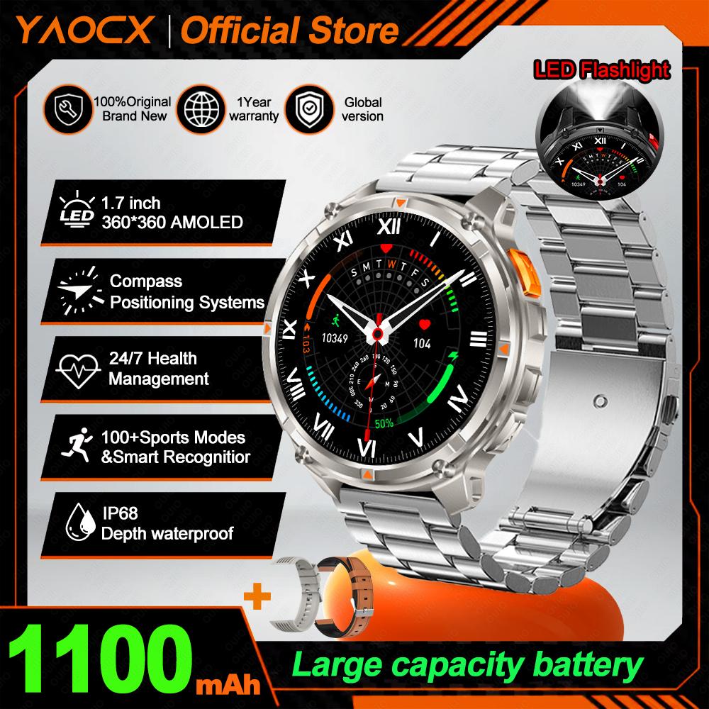 2026 Nou Ceas Inteligent cu Baterie de 1100mAh GPS traseu 5ATM Impermeabil Tracker Sportiv pentru Alergare Busolă în Aer Liber Ceas Inteligent Militar