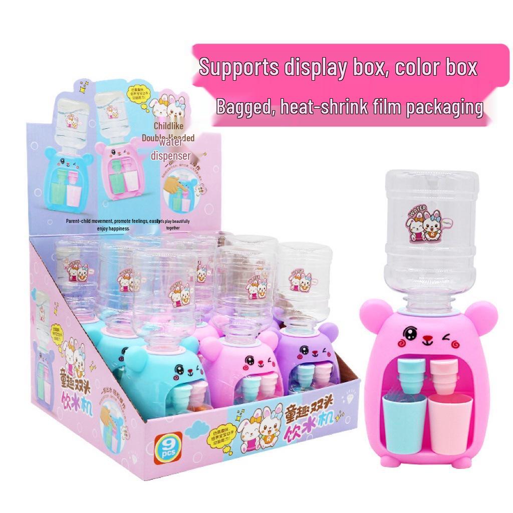 Children's Cartoon Mini Water Dispenser Toy with Dual Outlets for Juice and Beverages - Fun Simulation Machine