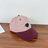 Korean-style New Washed Heart-shaped Color-block Baseball Cap for Girls, Soft-top Duckbill Cap, Versatile, Casual, Cute Hat, Trendy for Men