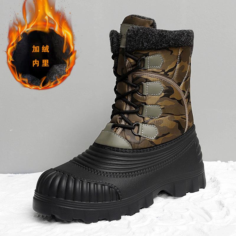 High Top Snow Boots Men's Outdoor Fleece Warm Thickened Cotton Boots Winter Martin Boots