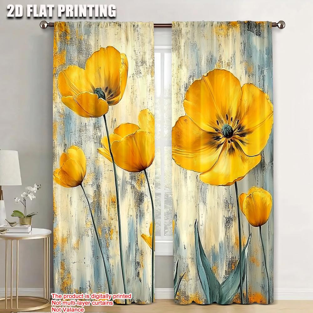

2pc Scene Curtain flowers and plants Versatile Fabric Without Electricity Holiday Decorations Perfect for Holiday Home Decor 100*130 HOOK 1pcs