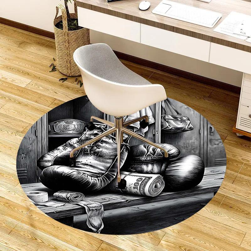 1PC Boxing Money Non-Slip Floor Round Carpet, Office, Family, Bedroom, Large Area Rug Indoor Rugs,  Durable PolyesterH0330