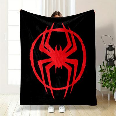 Red Spider Emblem Inside a Rough Circle On a Black Background. for All Seasons Blanket Lunch Break Throw Gift