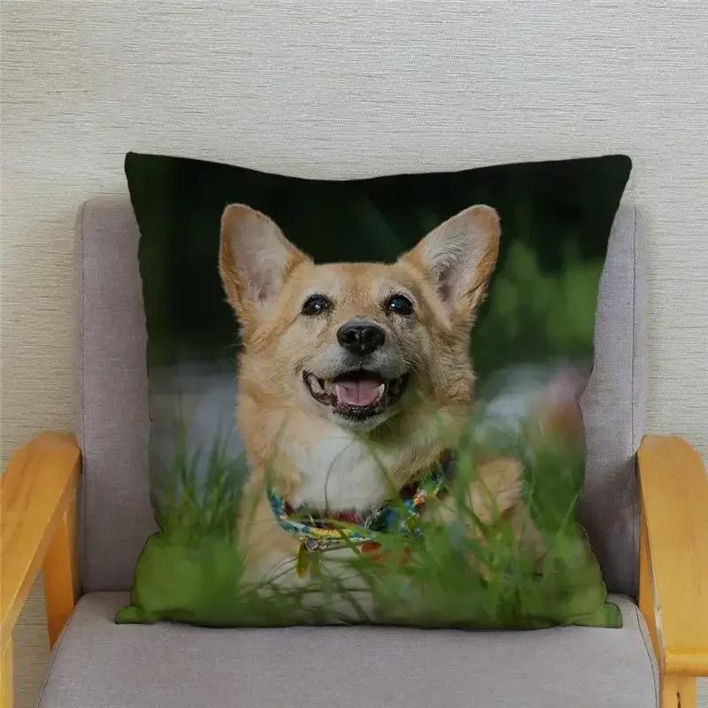 Cute Welsh Corgi Pembroke Dog Cushion Cover Pillow Case Home Decor Animal   Sofa Car