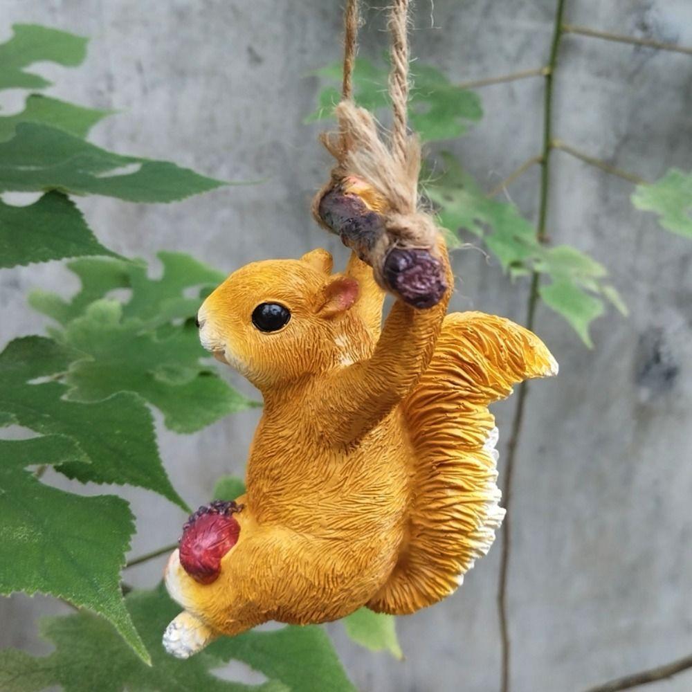 Cute Squirrel Statue Pendant Cartoon Miniatures Figurine Crafts Animal Sculpture  Outdoor