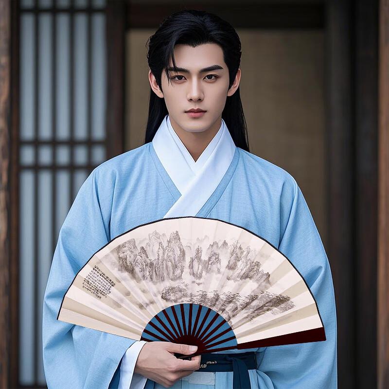 Ou Li Wen 10-inch Traditional Chinese Calligraphy Silk Folding Fan