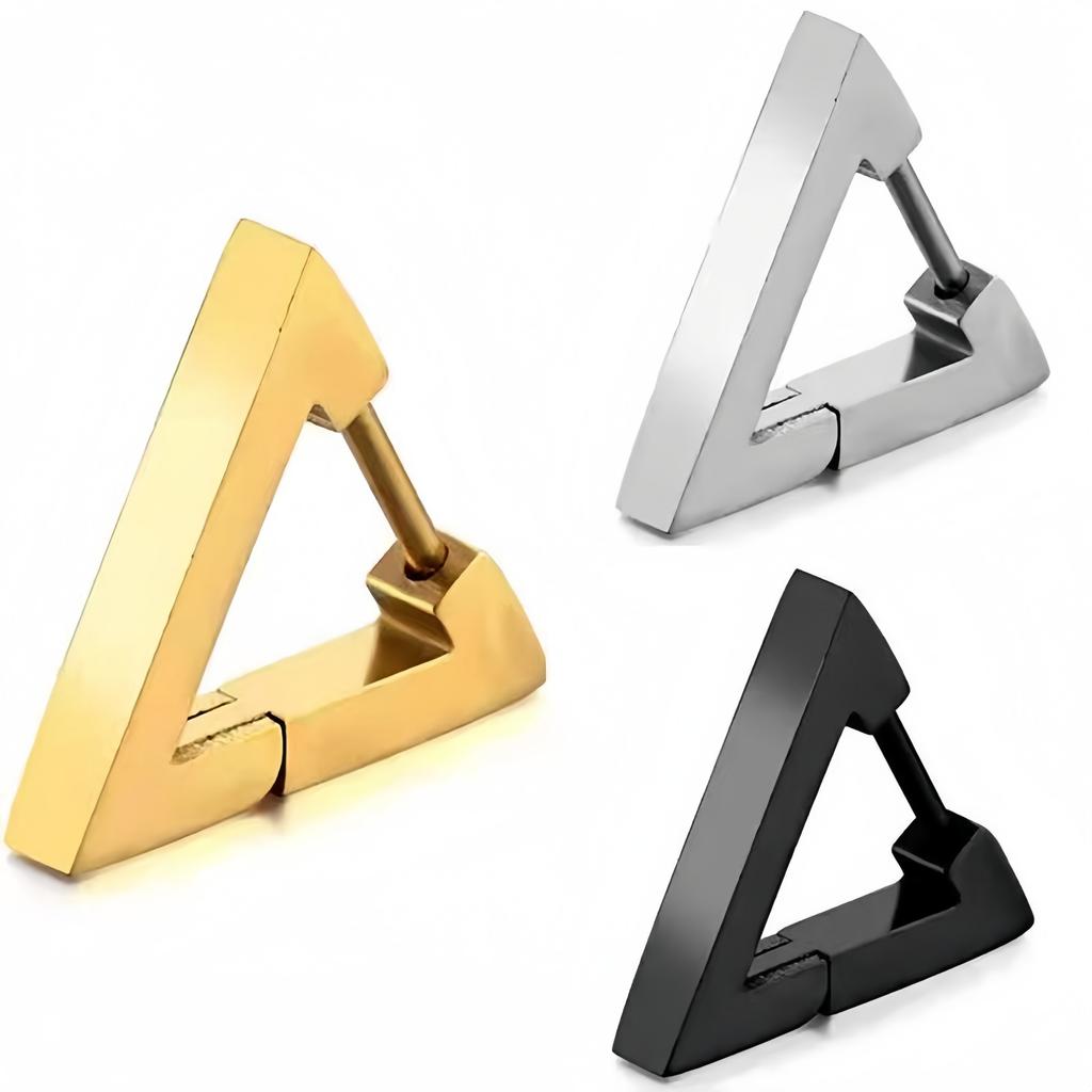 Polished Triangle Geometry Stainless Steel Men Women's Studs Earrings Black Trend Minimalist Punk Ear Jewelry Accessories