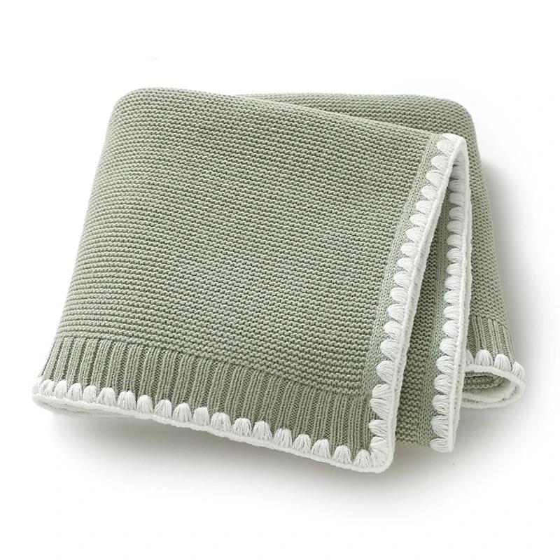 1pc Solid Hue Seamless Knit Infant Blanket 35X28 Inch Year Round Cozy Throw for Toddlers Nursery Stroller Travel Home Decor