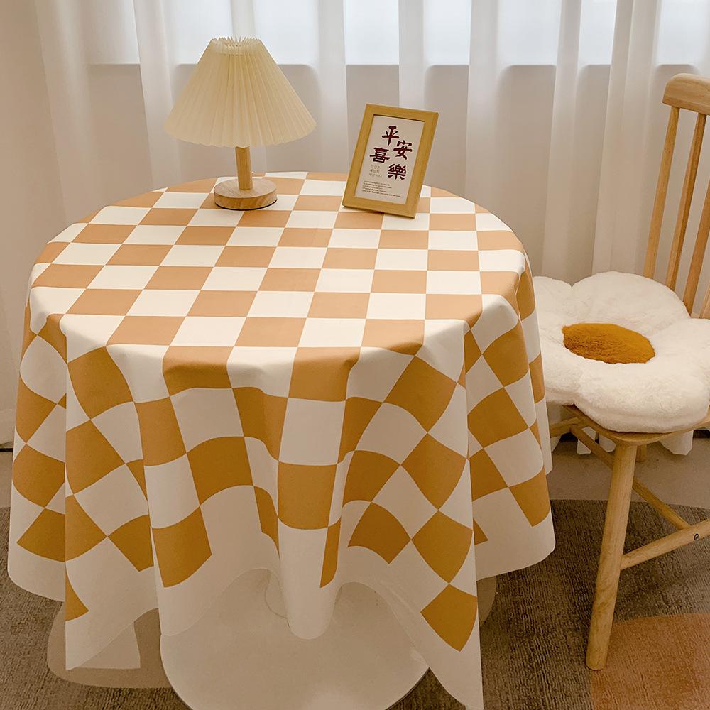 Ins Checkerboard Tablecloth Plaid Desk Mat Versatile Student Essential for Dormitory Round Table Cover Coffee Table Mat Dining Table Cloth Decorative