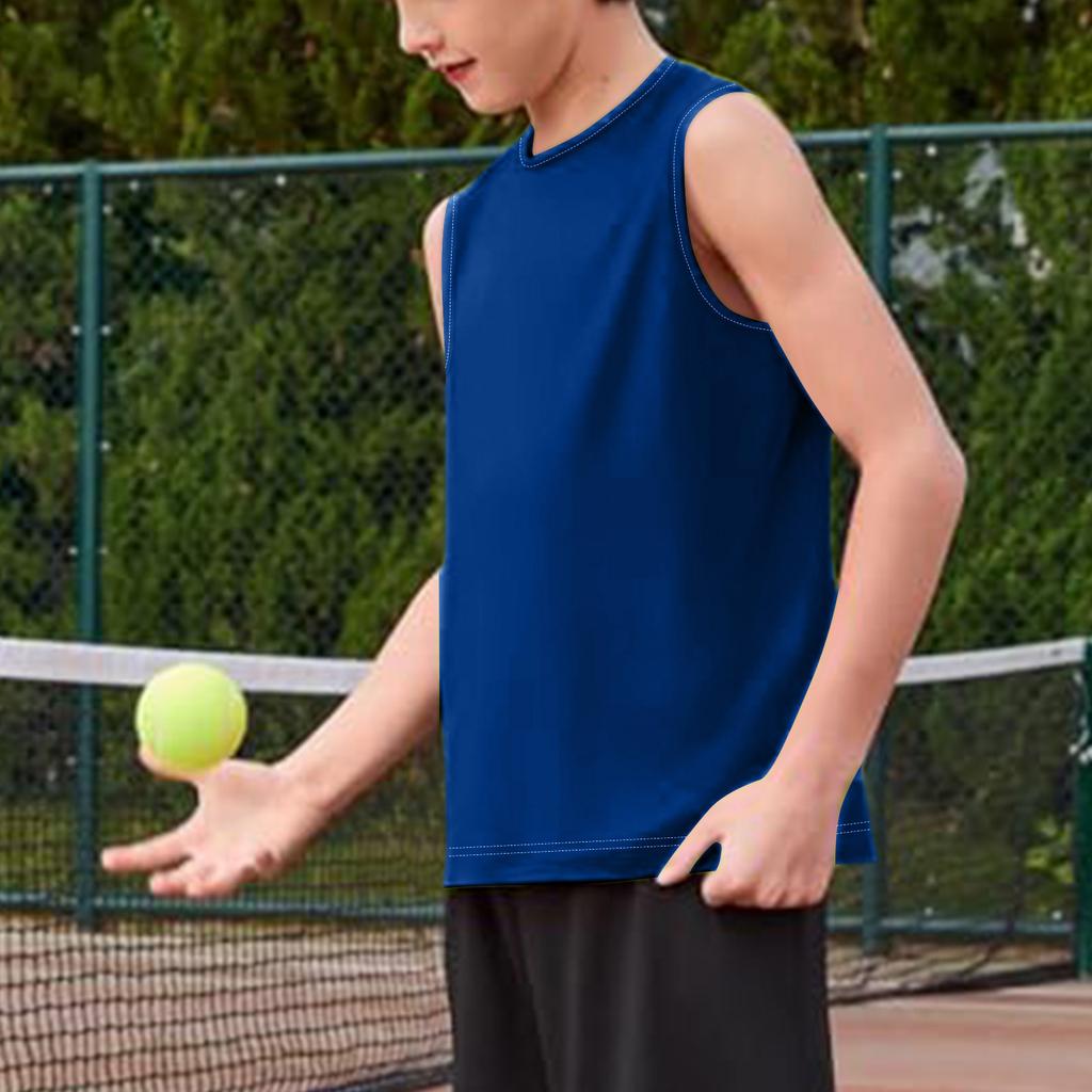 Ärmelloses Rundhals-Tanktop für Jungen Klassische Passform Jugend Basic Einfarbig Unterhemd Weiches Baumwollmaterial Bequem zu tragen